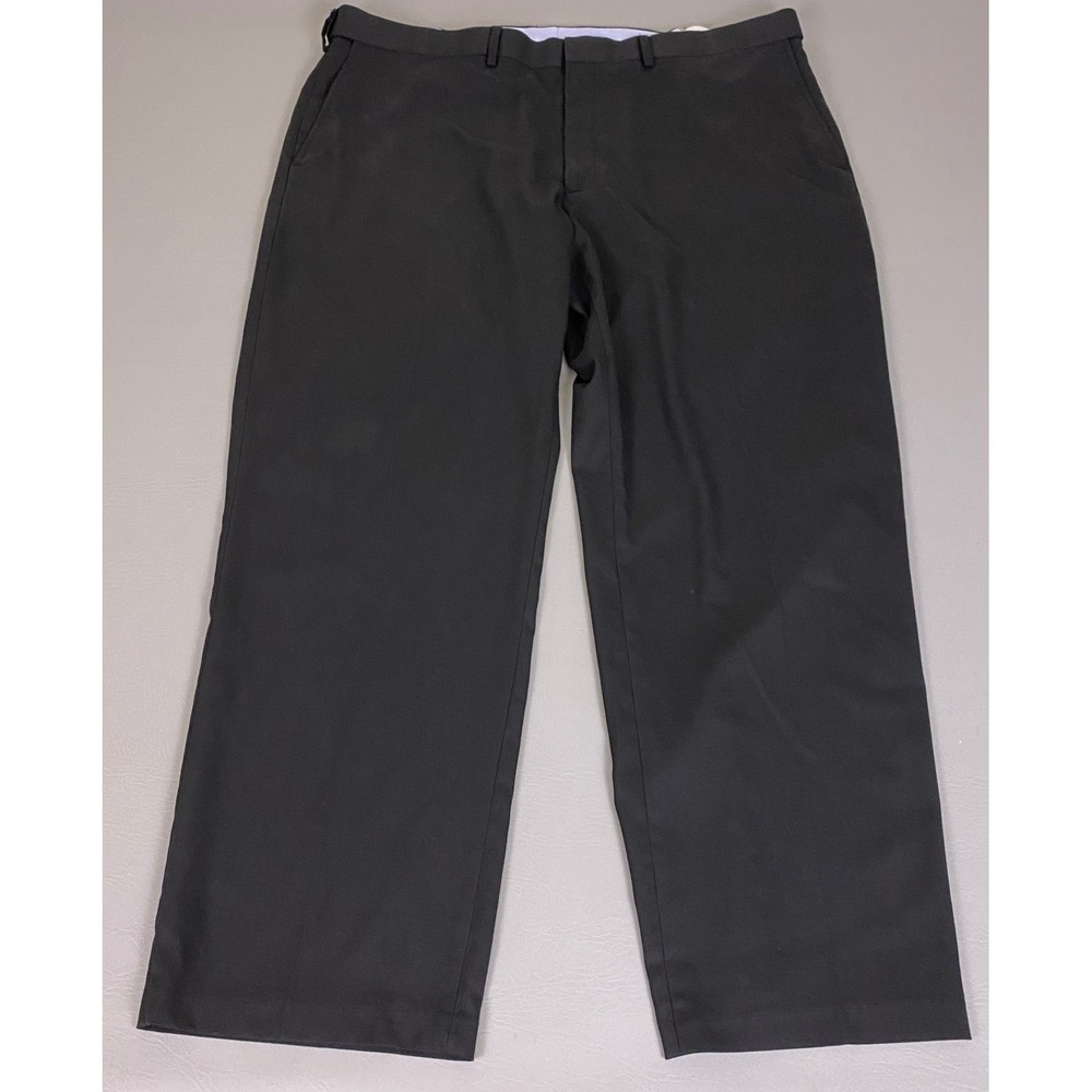 JM Haggar Dress Pants Men's Size 42x30 Black Stretch Slacks Flat Front